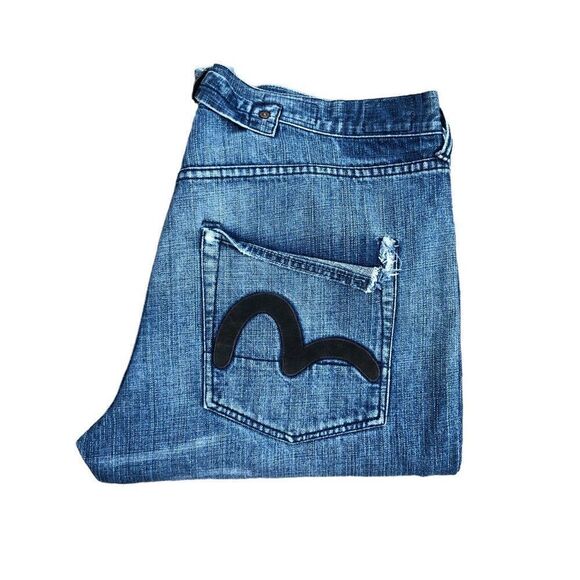 RARE Harris Tweed X Evisu Embroidered Jeans Size 36 - Picture 3 of 16